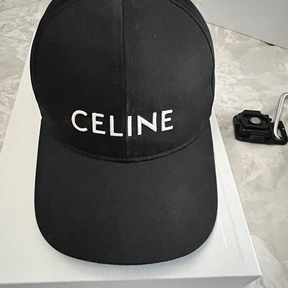 Celine Black Cap with Gold Accent, Size L
